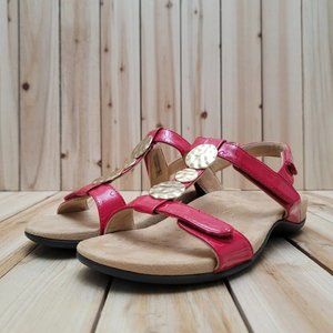 Vionic Women's Farra Slingback Sandals Size 7.5 Red Patent Adjustable Straps